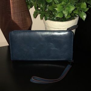Navy blue leather wallet